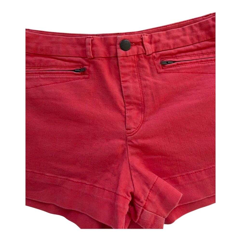 French Connection Melon Pink Denim Shorts ✨ Zipper Pockets sz 6 - Picture 4 of 8